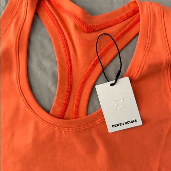 BETTER BODIES CORE CROP T-BACK CORAL ORANGE SIZE LARGE - Picture 9 of 10